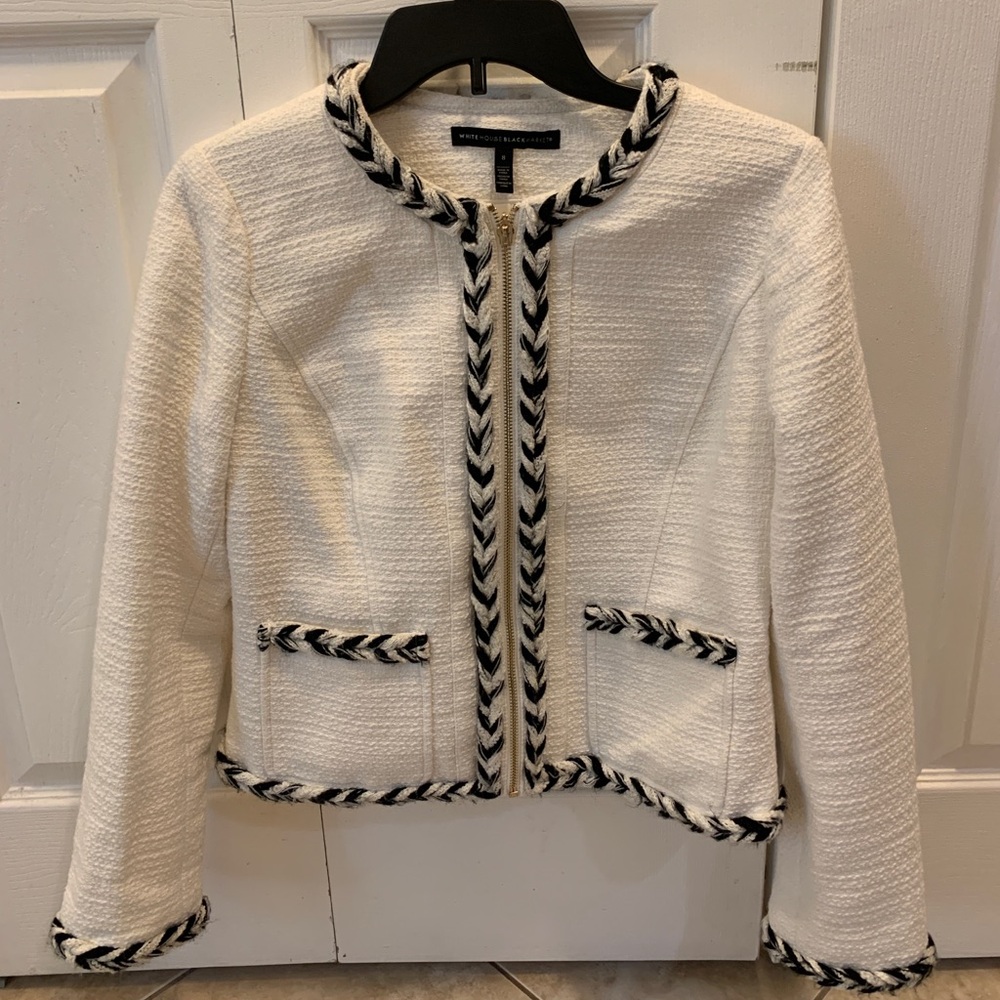 White House Black Market soft tweed jacket. Beautiful black and white pattern.